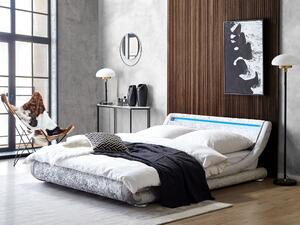 Vodní postel LED stříbrná 180 x 200 cm samet AVIGNON