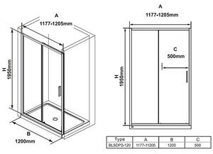 Ravak Blix Slim Sprchové dveře 120 cm, černá/čiré sklo BLSDP2-120BT X0PMG0300Z1