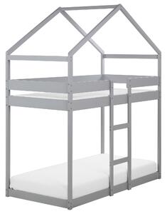 Patrová postel Domek Borovicové dřevo LABATUT 90 x 200 cm Šedá