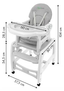 Dětská jídelní židlička EcoToys 3v1 DESTI šedá