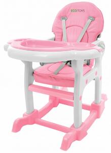 Dětská jídelní židlička EcoToys 3v1 DESTI růžová
