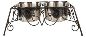 Velké hnědé kovové misky pro psa nebo kočku - 46*26*16 cm / 2x2000 ml - Clayre & Eef