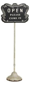 Černo-béžová antik litinová cedule Open/ Closed na noze – 25*15*70 cm - Chic Antique