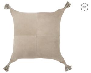 Šedý kožený polštář se střapci Tasse - 45*8*45 cm - J-Line by Jolipa