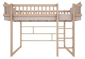 Dětská zvýšená postel BASIC se žebříkem 90x200 cm - Kašmírová