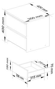 Moderní noční stolek CALIN40, bílý / dub Sonoma