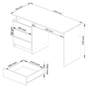 Moderní psací stůl PEPA135, bílý / šedý lesk