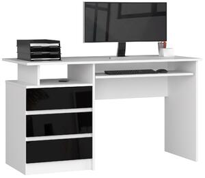 Moderní psací stůl PEPA135, bílý / černý lesk