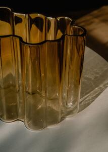 Hübsch Skleněná váza Umber žlutá s organickým tvarem