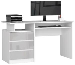 Moderní psací stůl PEPA135, bílý / šedý lesk