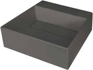 Deante Correo, granitové umyvadlo na desku s poličkou pod baterii a krycí deskou 400x400x130 mm, antracitová, CQR_TU4M