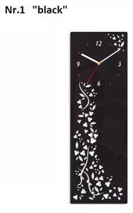 Obdélníkové nástěnné hodiny s ornamenty Černá