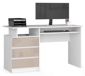Moderní psací stůl PEPA135, bílý / capuccino lesk