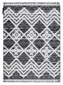 Koberec MAROC P642 Romby zygzag marokánsky shaggy šedý / bílý