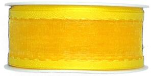 Stuha organzová CHAMPAGNER prošívaná žlutá 25mm x 2m (10,-Kč/m)