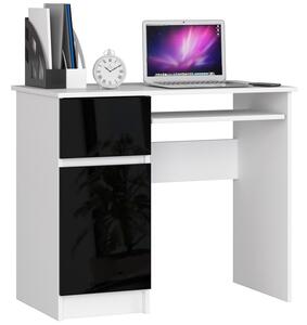 Designový psací stůl PIXEL90L, bílý / černý lesk