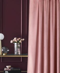 Room99 Hotový závěs na kroužcích CHARMY Jednobarevný Velurový Zatemňovací Barva: Tmavě růžová/Zlatá, Velikost: 140 x 250 cm
