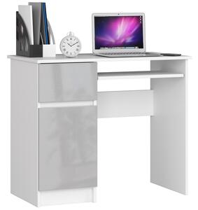 Designový psací stůl PIXEL90L, bílý / metalický lesk