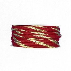 Vánoční provázek kroucený KORDEL červeno zlatý 3 mm x 3 m ( 5,- Kč/m)