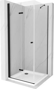 Mexen Lima, sprchový kout se skládacími dveřmi 70 (dveře) x 70 (stěna) cm, 6mm čiré sklo, černý profil + slim sprchová vanička bílá s černým sifonem,…