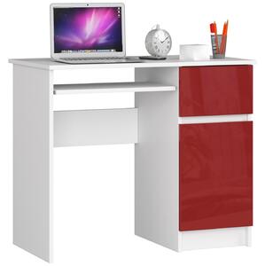Designový psací stůl PIXEL90R, bílý / červený lesk