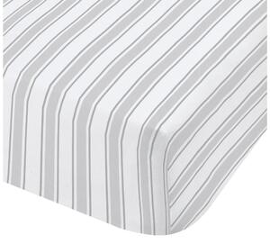 Šedo-bílé bavlněné prostěradlo Bianca Check and Stripe, 90 x 190 cm