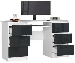 Moderní psací stůl JIŘÍ135, bílý / grafitový lesk