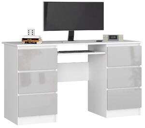 Moderní psací stůl JIŘÍ135, bílý / metalický lesk