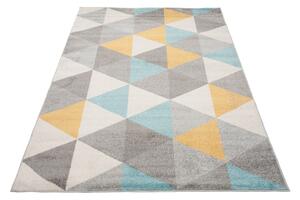 Kusový koberec AZUR trojúhelníky typ A - šedý/žlutý/tyrkysový