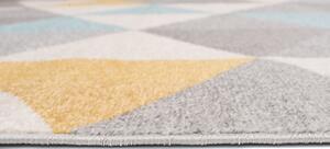 Kusový koberec AZUR trojúhelníky typ A - šedý/žlutý/tyrkysový