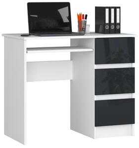 Moderní psací stůl JIŘÍ90P, bílý / grafitový lesk