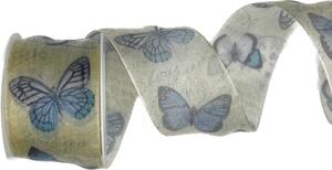 Stuha organzová WHISPER FLIGHT BLUE modrý motýl 40mm x 2m (14,-Kč/m)