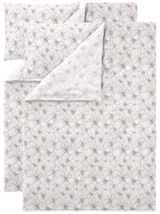 Livarno® Sada ložního povlečení z jemného flanelu, 140 x 200 cm, 70 x 90 cm, 2dílná, květiny/bílá/šedá (800014574)