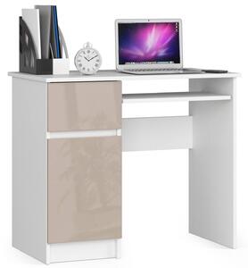 Designový psací stůl PIXEL90L, bílá / cappuccino lesk