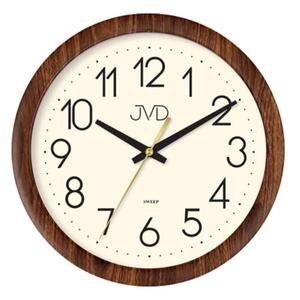 JVD Nástěnné tiché netikající hodiny JVD H608.3 v imitaci dřeva