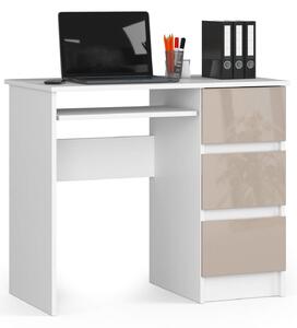 Moderní psací stůl JIŘÍ90P, bílá / cappuccino lesk