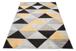 Makro Abra Kusový koberec LAZUR C945C Geometrický šedý žlutý Rozměr: 80x150 cm