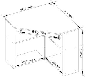 Rohový PC stolek Titus (bílá). 1068778