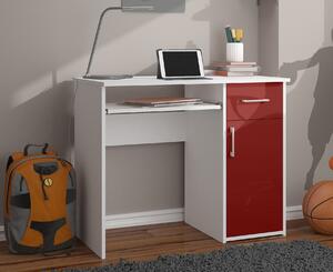 Designový psací stůl MELANIA90, bílý / červený lesk