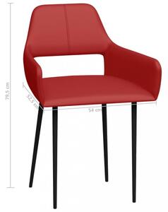 Jídelní židle 2 ks umělá kůže / kov Dekorhome Červená