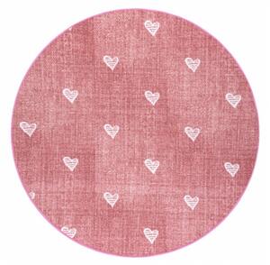 Koberec HEARTS kruh Jeans - růžový
