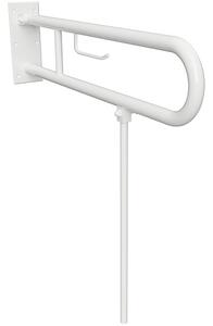 Bemeta Design HELP: Madlo, 813 mm, ve tvaru U, sklopné, s opěrnou nohou, s držákem TP, bez krytky, bílá - 301102284N