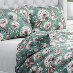 Biante Bavlněné ložní povlečení Sandra SA-716 Podzimní pampelišky na zeleném Jednolůžko 140x200 a 70x90 cm