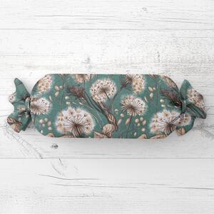 Biante Polštář válec bonbon Sandra SA-716 Podzimní pampelišky na zeleném 15x40 cm
