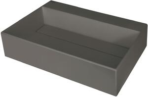 Deante Correo, granitové umyvadlo na desku s poličkou pod baterii a krycí deskou 600x400x130 mm, antracitová, CQR_TU6M