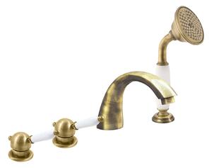 Slezák - RAV Vanová baterie 4-otvorová LABE - L569.xPSM, Stará mosaz (Bronz) Připojovací hadičky - závit: 1/2"
