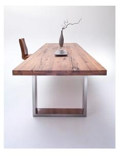 Jídelní stůl CASTELLO tmavý dub bassano masiv/leštěná ocel Velikost stolu 180x100