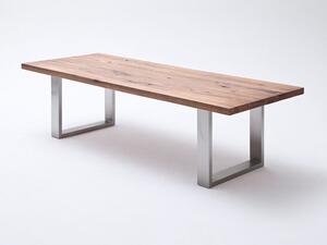 Jídelní stůl CASTELLO tmavý dub bassano masiv/leštěná ocel Velikost stolu 200x100