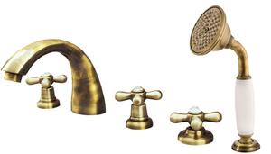 Slezák - RAV Vanová baterie 5-otvorová MORAVA RETRO - MK169.xPSM, Stará mosaz (Bronz) Připojovací hadičky - závit: 3/8"