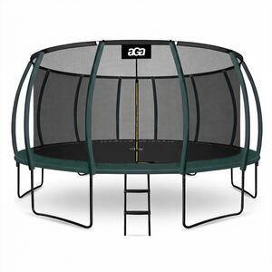 Aga Trampolína 500 cm Tmavě zelená + ochranná síť + žebřík